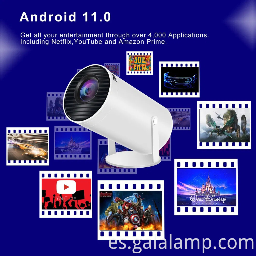 Proyector remoto 4K inalámbrico con Android 11 y Bluetooth Technology Portable